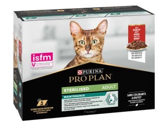 PURINA® PRO PLAN® sterilized adult cats Beef Sachets Pack 10*85g