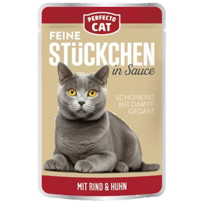 Perfecto Cat Feine  Stückchen in Sobe mit Rind & Huhn 100g